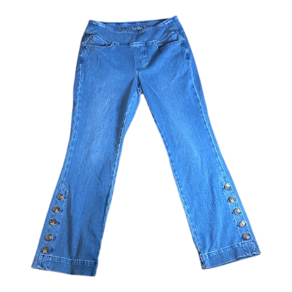 Belle Kim Gravel Denim Jeans with Button Leg Detail